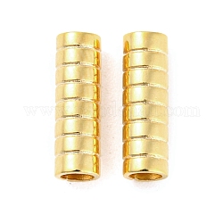 Perlas de tubo de 201 acero inoxidable, columna acanalada, dorado, 10x3.2mm, agujero: 2 mm