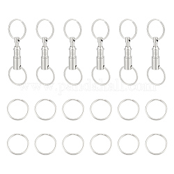 UNICRAFTALE 6 Pcs Quick Release Keychain Detachable Pull Apart Snap Keychain Iron with 12Pcs Key Rings Double Spring Split Snap Seperate Chain Lock Holder Convenient Accessory for Lock Car Key Holder