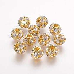 Messing Perlen, mit Klasse A Strass, Rondell, golden, Kristall, 8x8 mm, Bohrung: 2 mm