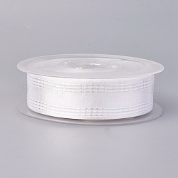 Single Face Polyester Satin Ribbon, with Texture Edge, White, 1 inch(25mm), about 50yards/roll(45.72m/roll)