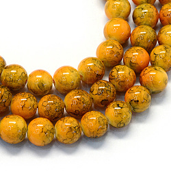 Granos de cuentas redondas de vidrio pintado para hornear, naranja, 10~10.5mm, agujero: 1.5 mm, aproximamente 85 pcs / cadena, 31.4 pulgada
