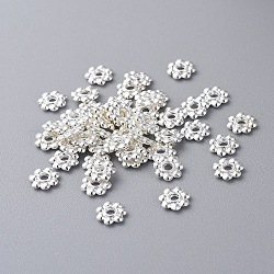 Tibetan Style Daisy Spacer Beads, Cadmium Free & Nickel Free & Lead Free, Flower, Silver, 6x1.3mm, Hole: 2mm, about 7690pcs/1000g
