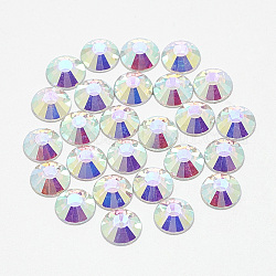 Cabujones de rhinestone de vidrio plano, espalda plateada, semicírculo, crystal ab, ss3, 1.4 mm, aproximamente 1440 unidades / bolsa