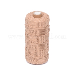 Cordón trenzado de algodón redondo de 100m., para manualidades de bordado de borlas hechas a mano, peachpuff, 3mm, alrededor de 109.36 yarda (100 m) / rollo