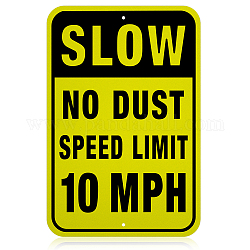 Globleland lento sin límite de velocidad de polvo señal de 10 mph 18x12 pulgadas aluminio de 40 mil mantener el nivel de polvo bajo en caminos de tierra señal de advertencia para camino o calle, reflectante uv protegido, impermeable