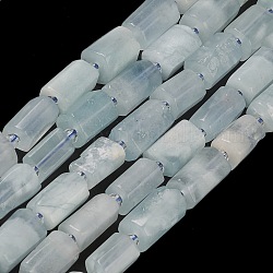 Природные Аквамарин бисер нитей, с бисером, граненые, колонка, 5.5~7.5 мм, отверстие : 0.7 мм, около 26~33 шт / нитка, 15.67''~16.46'' (39.8~41.8 см)