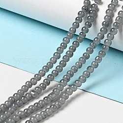 Chapelets de perles en verre imitation jade, peint à la bombe, ronde, gris clair, 4mm, Trou: 1.1~1.3mm, Environ 200 pcs/chapelet, 31.4 pouce