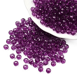 Transparent Acrylic Beads, Faceted, Rondelle, Purple, 4x3.5mm, Hole: 1.5mm, about 14000pcs/500g