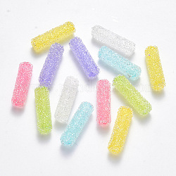 Transparente Acryl Perlen, mit Strass-Kristall, Imitation Candy Food Style, Hälfte gebohrt, Kolumne, Mischfarbe, 33x9 mm, Halb Loch: 2 mm