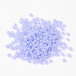 Perles de rocaille en verre, Ceylan, ronde, lilas, 2mm, Trou: 1mm, environ 6666 pcs/100 g
