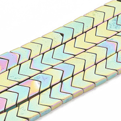 Electroplate non magnetici ematite sintetico fili di perline, freccia, arcobaleno placcato, 6x4x2mm, Foro: 0.8 mm, circa 95pcs/filo, 16.1 pollice