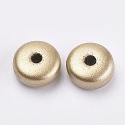 Espaceurs de perle d'acrylique de placage, Style de matière, plat rond, plaqué or, 6x3mm, Trou: 1mm, environ 6500 pcs/500 g