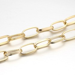 Алюминиевые цепи для скрепок, Плоско-овальные, тянутые удлиненные кабельные цепи, для изготовления ювелирных изделий DIY, несварные, золотой свет, 15.5x8x1 мм