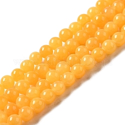 Natur Mashan Jade Perlen Stränge, gefärbt, Runde, golden, 6 mm, Bohrung: 1 mm, ca. 66 Stk. / Strang, 16 Zoll