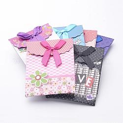 Bolsas de regalo de papel pequeñas, Rectángulo con bowknot, color mezclado, 10.5x7.5 cm