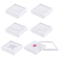 Квадратные пластиковые ящики для хранения алмазов, Витрина для драгоценных камней с прозрачным окном и губкой внутри, белые, 9x9x2.7 см, внутренний диаметр: 76x76 мм