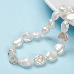 Fili di perle di keshi di perle barocche naturali, perla d'acqua dolce coltivata, pepite, bianco, 11~19x9~14x5~8mm, Foro: 0.2 mm, circa 35pcs/filo, 15.5 pollice