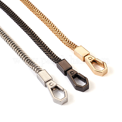 3 Stück 3 Farben flache Schlangenketten-Taschenriemen aus Eisen, mit Alu-Schnappverschluss, Mischfarbe, 1200~1220x6 mm, 1 Stück / Farbe