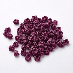 Perlas de tejido de poliéster, redondo, rosa vieja, 6x5mm, agujero: 4 mm, aproximamente 200 unidades / bolsa