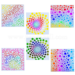 Gorgecraft 6Pcs 3 Styles Square Mandala PET Plastic Hollow Out Drawing Painting Stencils Templates, Mixed Shapes, 150x150x0.3mm, 2pcs/style