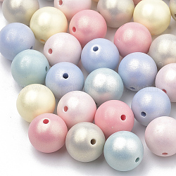 Perles acryliques de style peint par pulvérisation, caoutchouté, ronde, couleur mixte, 8mm, Trou: 1mm