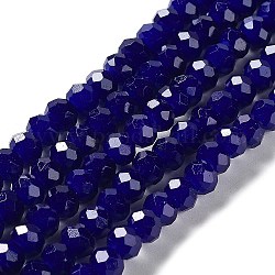 Backlackierte Perlenstränge aus imitiertem Jadeglas, facettierte Rondelle, Mitternachtsblau, 6x5 mm, Bohrung: 1.2 mm, ca. 85 Stk. / Strang, 16.73'' (42.5 cm)
