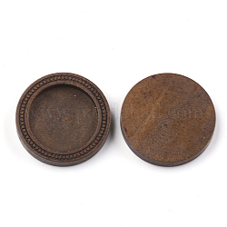 Ajustes de madera cabujón, plano y redondo, saddle brown, Bandeja: 20~20.5 mm, 28x5mm