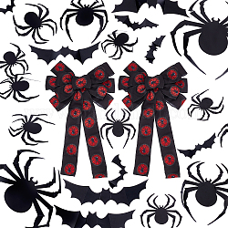 Chgcraft kits de décoration thème halloween, y compris 2pcs décoration d'affichage nœud papillon en polyester, 28pcs stickers muraux en plastique, couleur mixte
