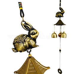 Alloy Wind Chimes Hanging Ornaments with Bell, Rabbit, 460~490mm