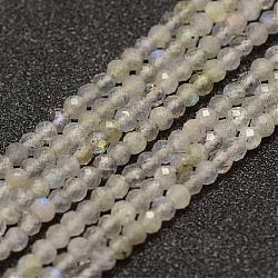 Natural Labradorite Beads Strands, Faceted, Round, Grade A, 2mm, Hole: 0.5mm, about 155~160pcs/strand, 15.3 inch(38~39cm)