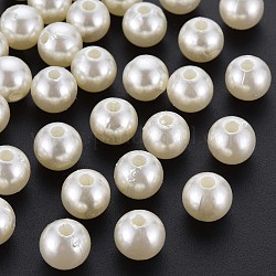 Perles en plastique, perles de culture de imitation , ronde, blanc crème, 10x9.5mm, Trou: 2.5mm