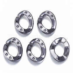 Uv planchas de acrílico anillos de enlace, conectores de enlace rápido, bases de rhinestone, para cadenas de acera fabricación de joyas, torcer ovall, gunmetal, 26x20.5x6mm, diámetro interior: 15x10 mm, aptos para 1.6 mm de diamante de imitación