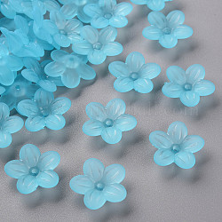 Coupelles en acrylique mat, 5 pétales, fleur, bleu profond du ciel, 19.5x20x5.5mm, Trou: 1.6mm, environ 740 pcs/500 g