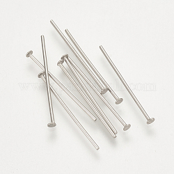 304 Stainless Steel Flat Head Pins, Stainless Steel Color, 40x0.7mm, head: 1.5mm