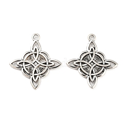 Tibetan Style Alloy Pendants, Cadmium Free & Lead Free, Chinese Knot, Antique Silver, 28x25x2mm, Hole: 2mm, about 558pcs/1000g