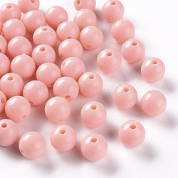 Perles acryliques opaques, ronde, saumon clair, 12x11mm, Trou: 1.8mm, environ 566 pcs/500 g