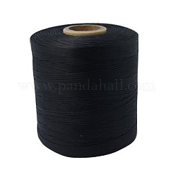 Cordón de poliéster de cera coreana, negro, 1x0.4mm, alrededor de 546.8 yarda (500 m) / rollo