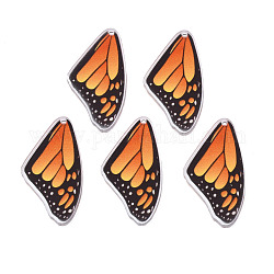 Печатные полупрозрачные акриловые подвески, бабочка, оранжевые, 35x19x2 мм, отверстие : 1.5 мм