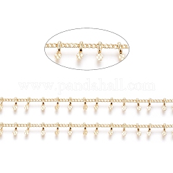 Brass Handmade Curb Chains, with Charms, with Spool, Long-Lasting Plated, Soldered, Real 18K Gold Plated, 1.5x1.2x0.3mm, 6x2x2mm, about 32.8 Feet(10m)/roll