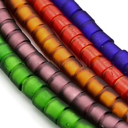 Handmade Frosted Lampwork Beads Strands, Column, Mixed Color, 9x7mm, Hole: 2.5mm, about 58pcs/strand, 16inch