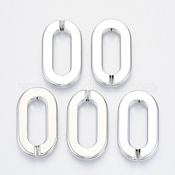 UV Plating Acrylic Linking Rings, Quick Link Connectors, for Cable Chains Making, Oval, Platinum, 36x21x4mm, Inner Diameter: 24x8mm