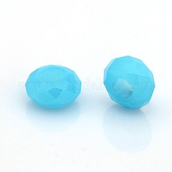 Perle di vetro europei di giada imitazione, perline rondelle  con foro grande, sfaccettato, cielo azzurro, 14x7mm, Foro: 6 mm