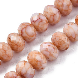 Cuisson opaque de perles de verre peintes, pierres d'imitation, facette, rondelle, saumon clair, 11~12x8.5mm, Trou: 1mm, Environ 45 pcs/chapelet, 15.55 pouce ~ 15.75 pouces (39.5~40 cm)