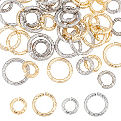 Dicosmétique 40pcs 2 style 304 anneaux de saut en acier inoxydable, anneaux de jonction ouverts, or et acier inoxydable Couleur, 20 pièces / style