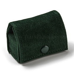 別珍リング収納ボックス  リング用のポータブルトラベルジュエリーケース  イヤリングスタッド  バッグ形状  濃い緑  6x3x4cm