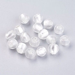 Handmade Silver Foil Glass Beads, Round, Clear, about 8mm in diameter, hole: 1.5mm