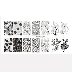 Placas de estampado de uñas de acero inoxidable, imagen de uñas flores búho animal pascua plantillas, para herramientas de impresión de manicura de uñas diy, patrón de flores, 120x60x0.5mm