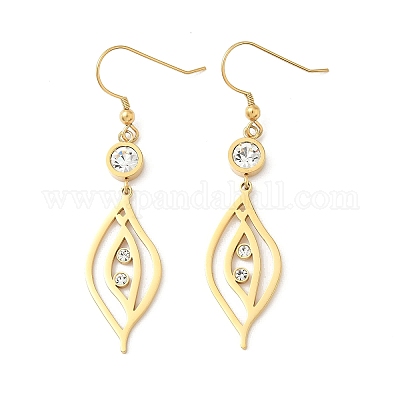 Серьги-подвески в форме листьев из нержавеющей стали 304 EJEW-Z129-13G-1