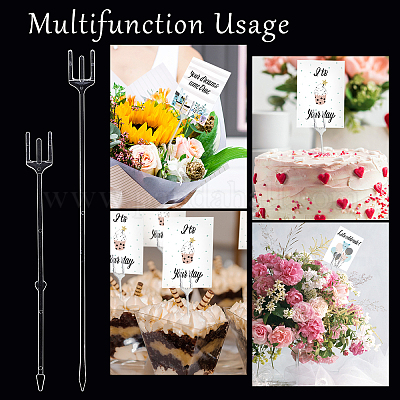 80pcs 12 Plastic Floral Picks Transparent Fork Shape Head Card