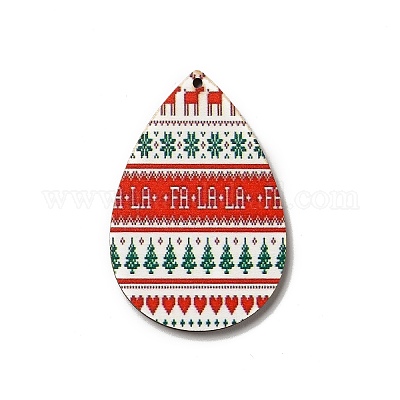 Большие подвески из дерева с односторонним принтом WOOD-H102-03A-1